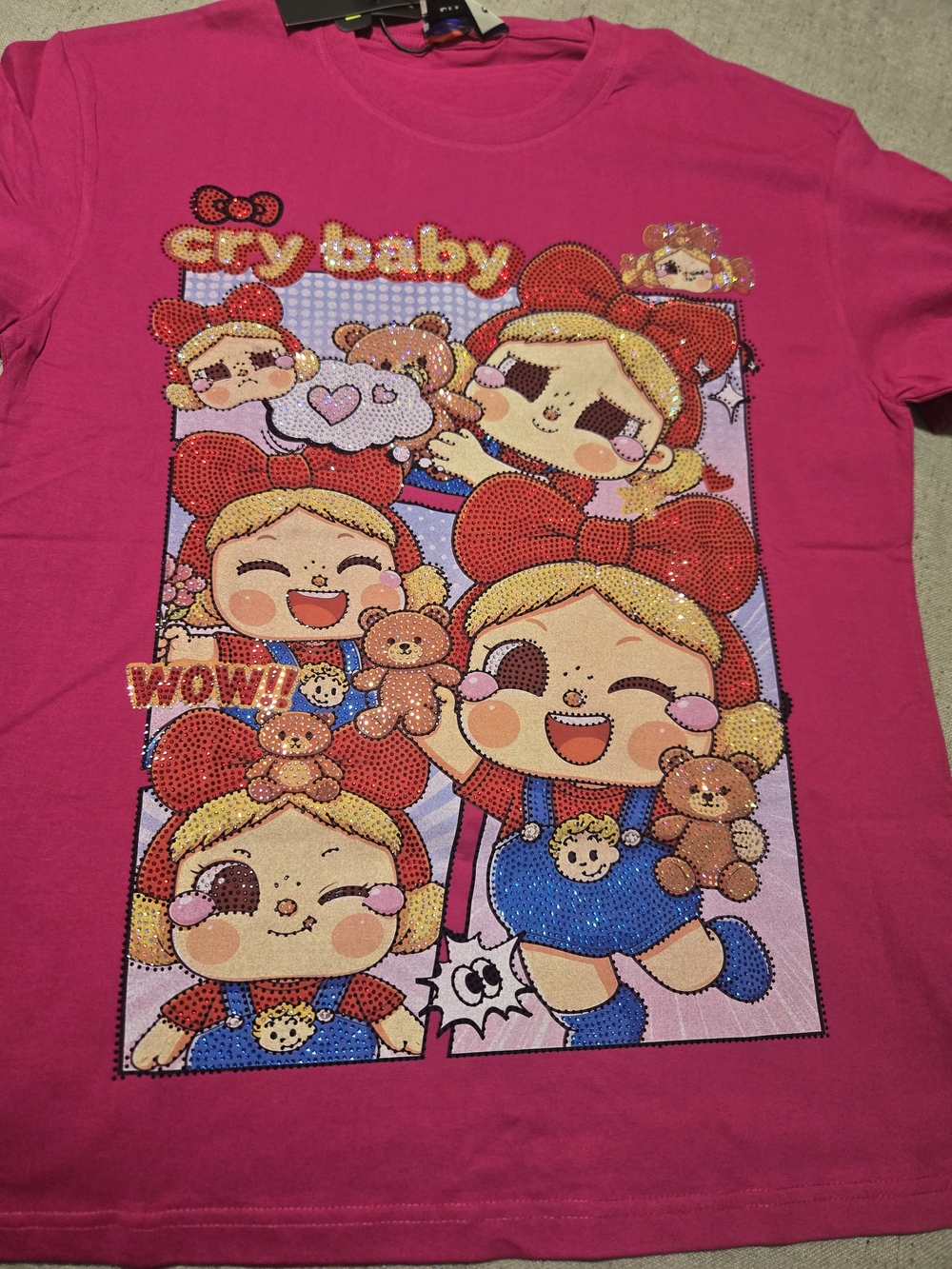 Girls' Cry Baby Graphic T-Shirt - Hot Pink